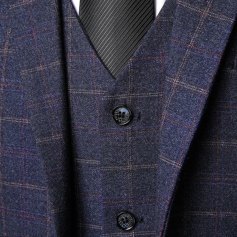 Suit Three-Piece Plaid for Men