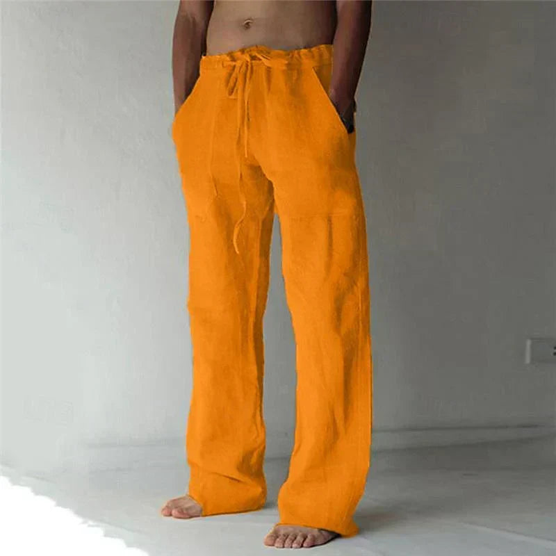 Straight-Leg Linen Blend Pants High Waist for Men | Perfect for Summer