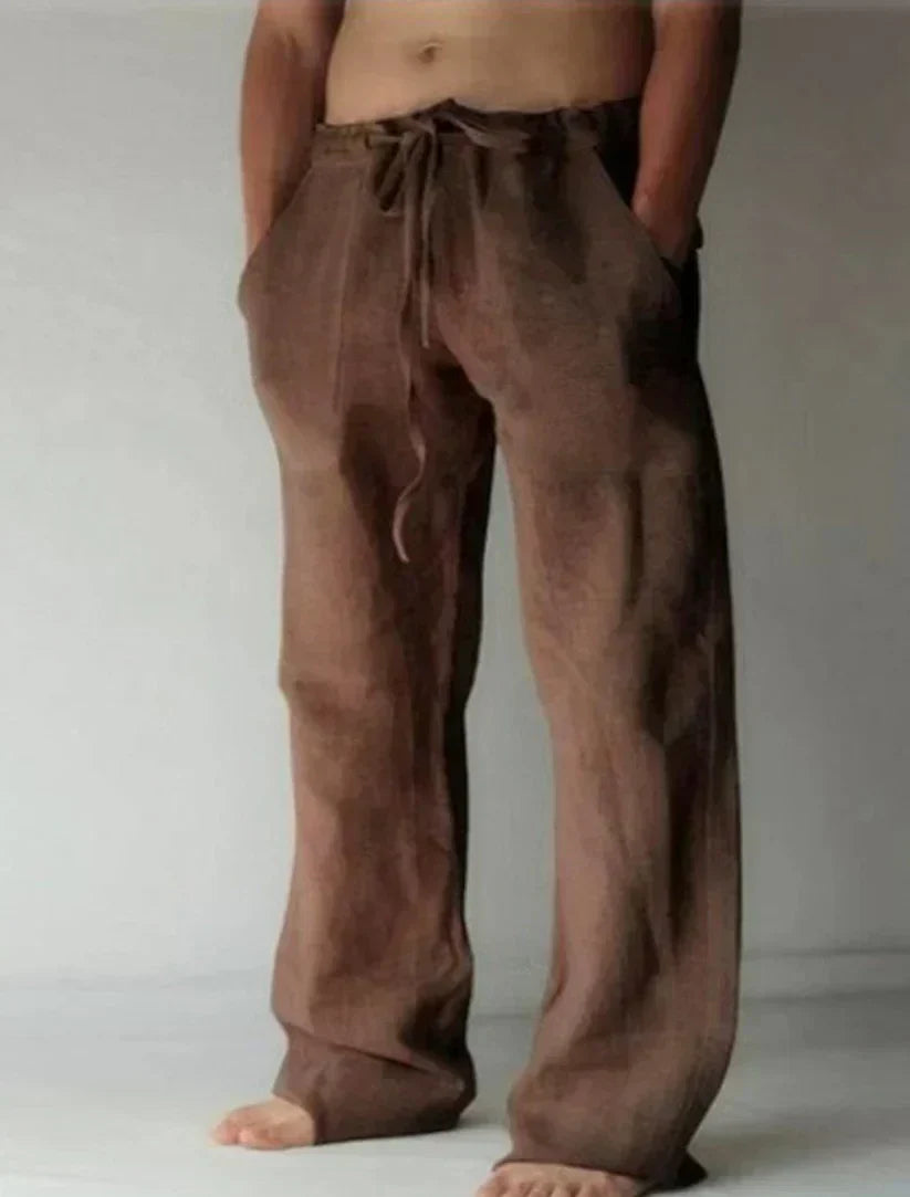 Straight-Leg Linen Blend Pants High Waist for Men | Perfect for Summer