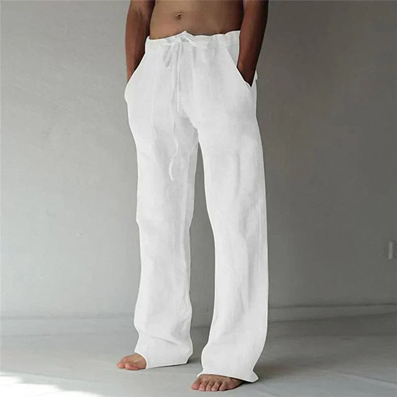 Straight-Leg Linen Blend Pants High Waist for Men | Perfect for Summer
