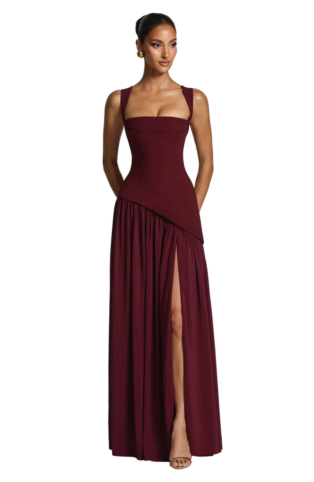 Maxi Dress Sleeveless Fitted-Waist for Women