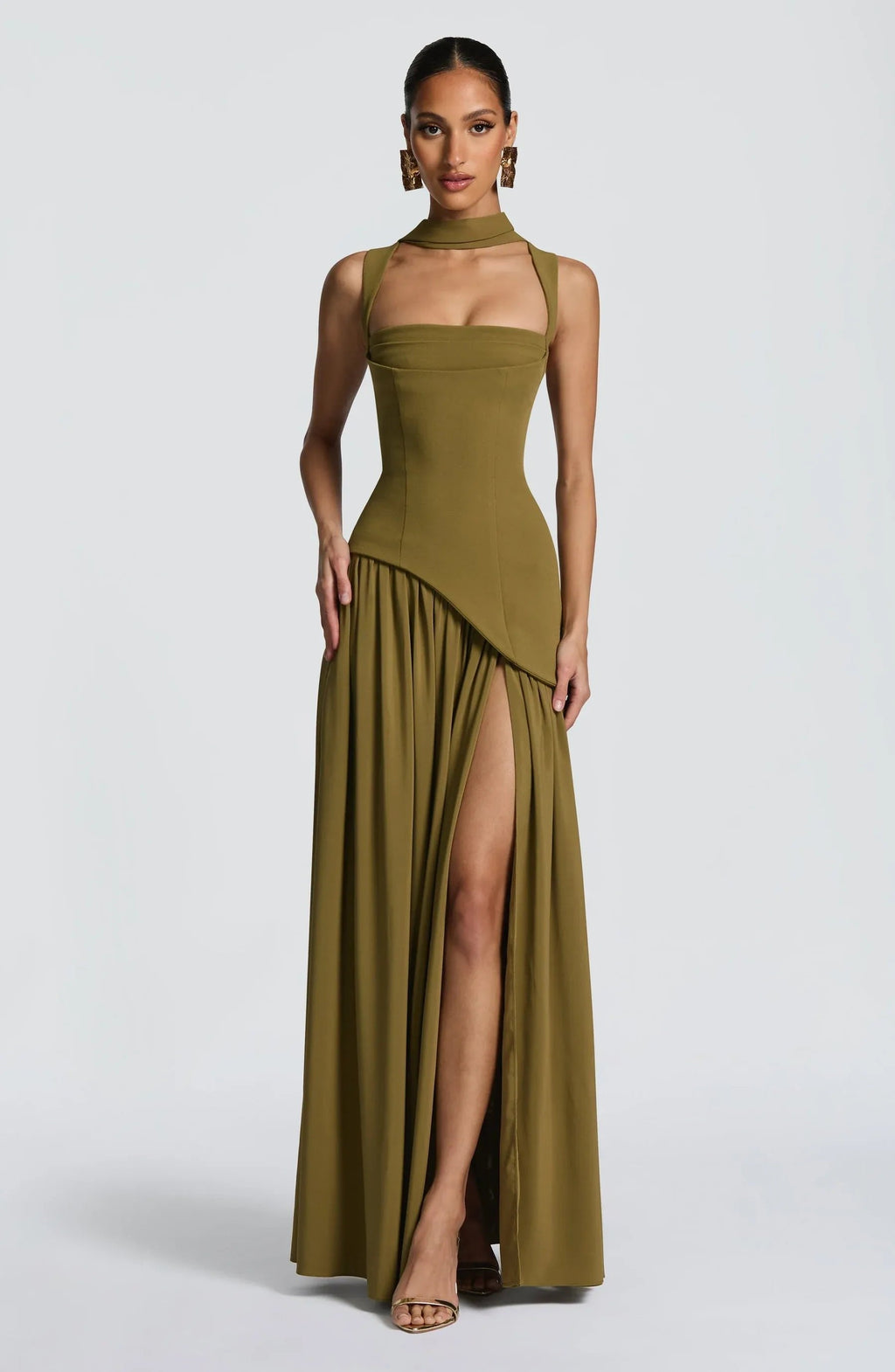 Maxi Dress Sleeveless Fitted-Waist for Women