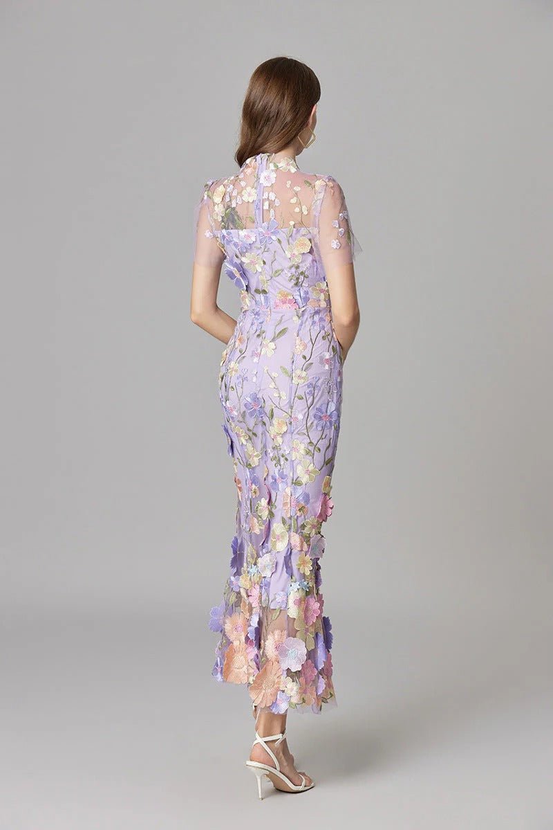 Maxi Dress Floral Applique Sleeveless for Women
