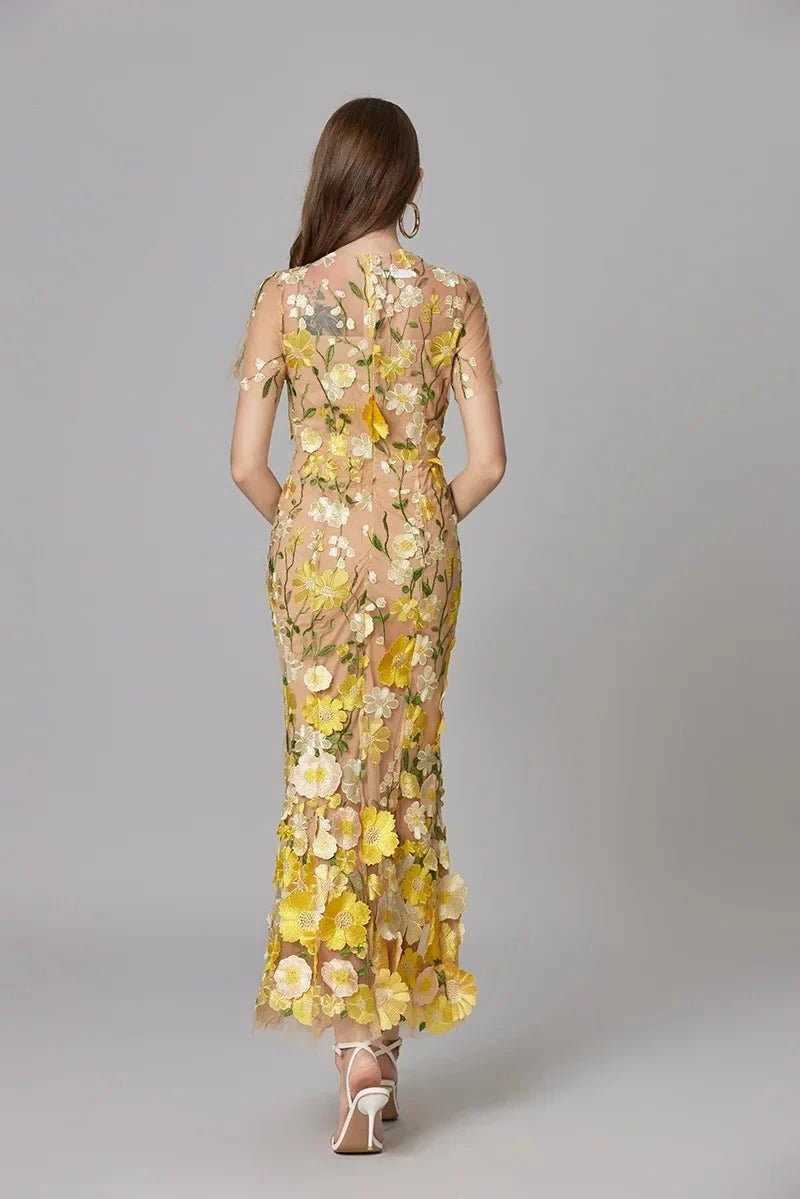 Maxi Dress Floral Applique Sleeveless for Women