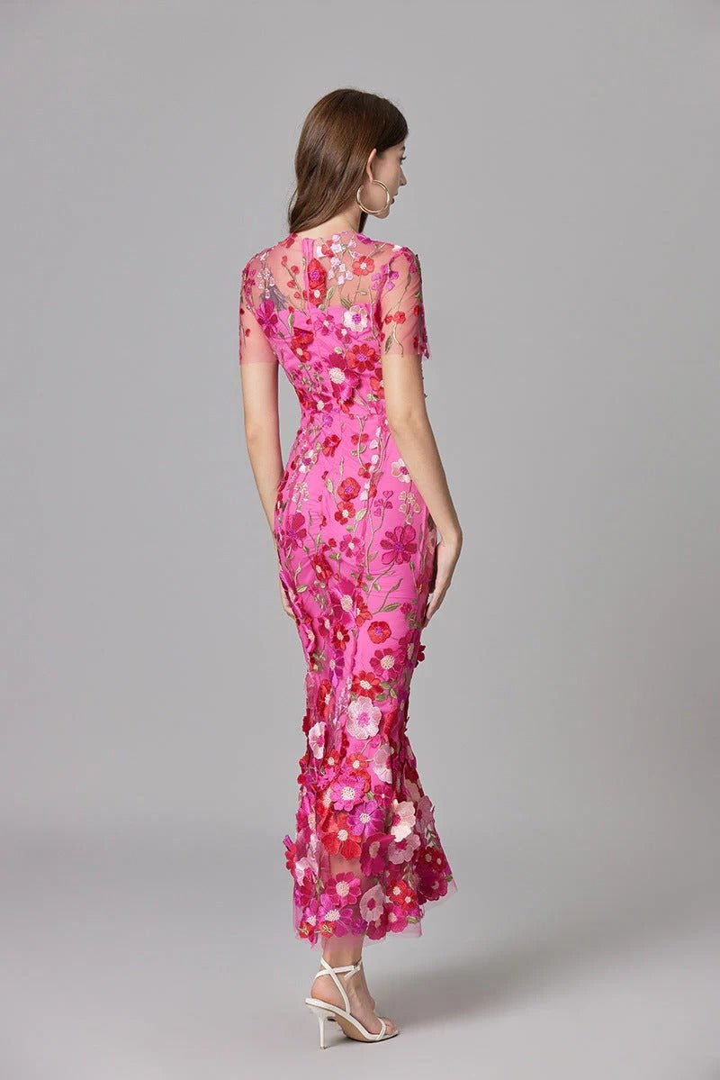 Maxi Dress Floral Applique Sleeveless for Women