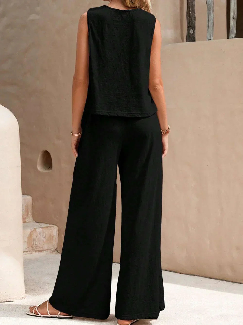 Sleeveless Top & Wide-Leg Pant Set for Women